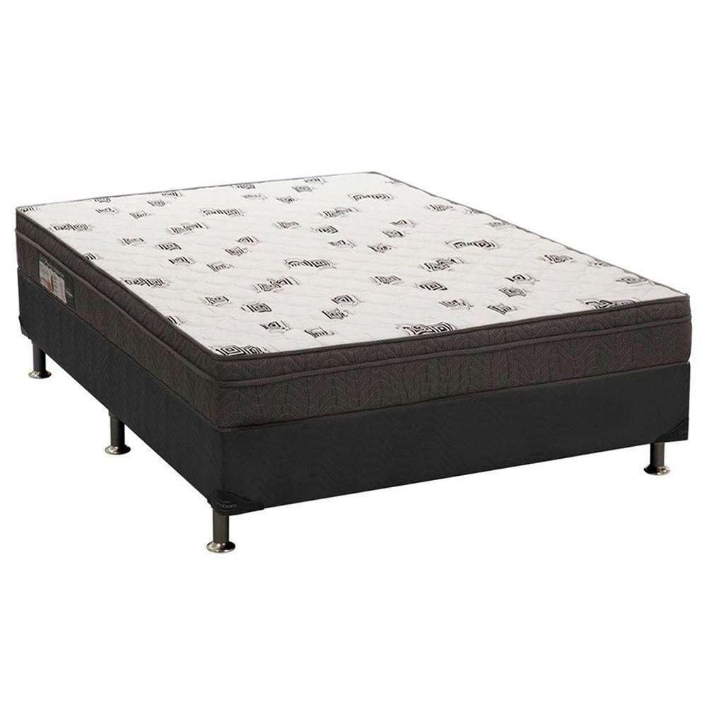 Cama Box Casal: Colchão Espuma D45 Ortobom Light Saúde Ortopilow + Base Crc Suede Black(138X188)