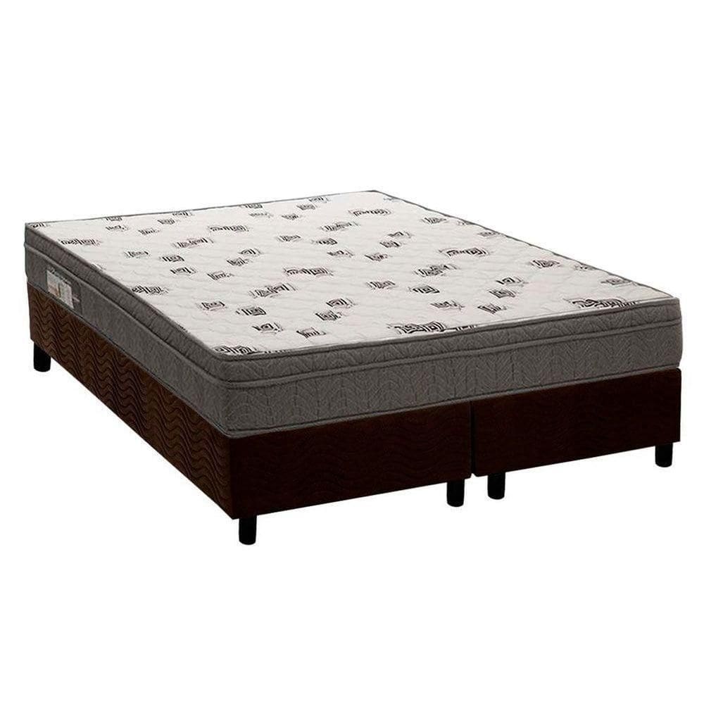 Cama Box Queen: Colchão Espuma Ortobom D45 Light + Base Crc Suede Brown(158X198)