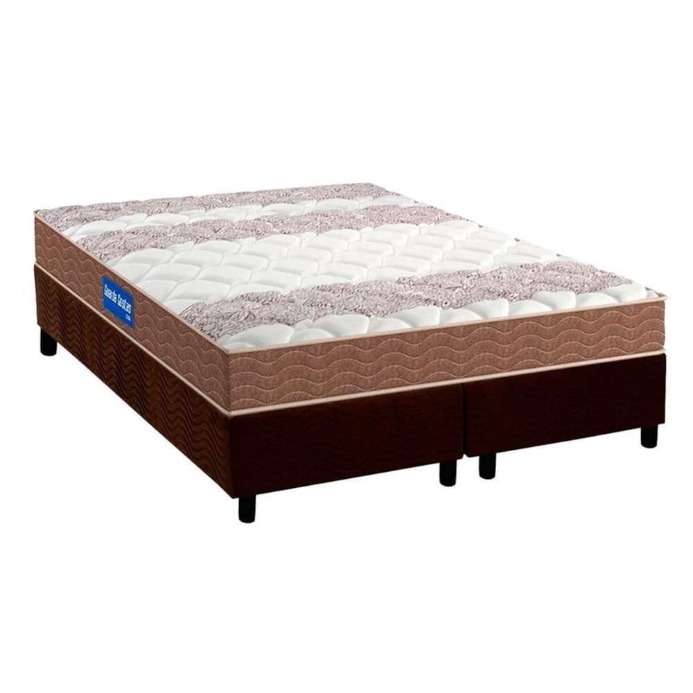 Cama Box King: Colchão Espuma Probel D28 Guarda Costas + Base Crc Suede Brown(193X203)
