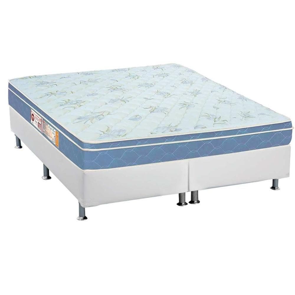 Cama Box Queen: Colchão Espuma D45 Castor Sleep Max + Base Crc Courano White(158X198)
