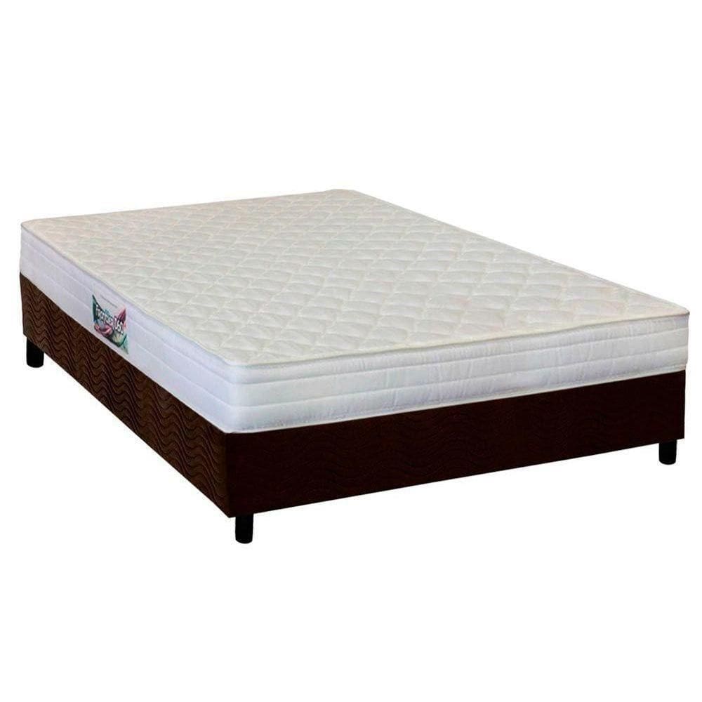 Cama Box Casal: Colchão Ortopédico Herval Ag65 Frontier + Base Crc Suede Brown(138x188)