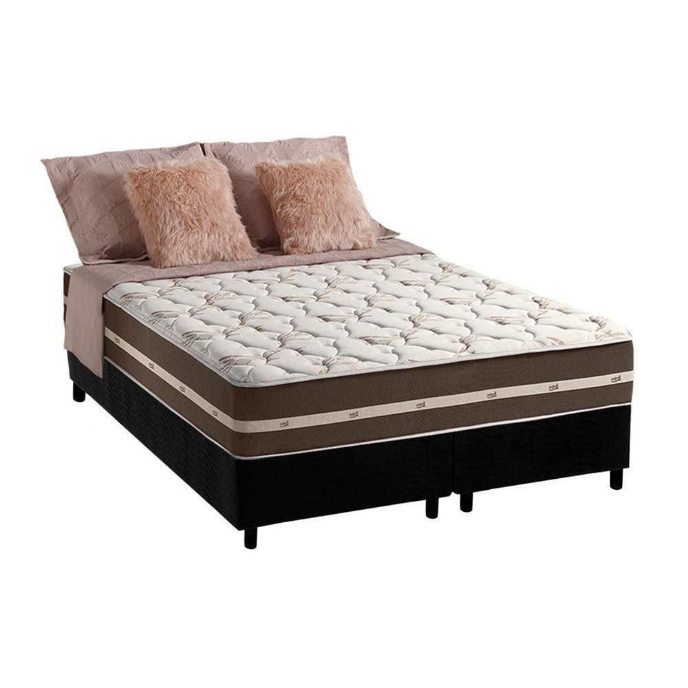 Cama Box Queen: Colchão Molas Anjos Superlastic Classic + Base Crc Suede Black(158X198)
