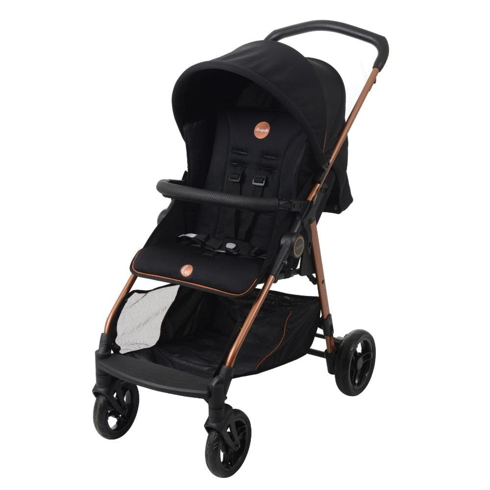 Carrinho de Bebê e Passeio Lui Preto Cobre Burigotto