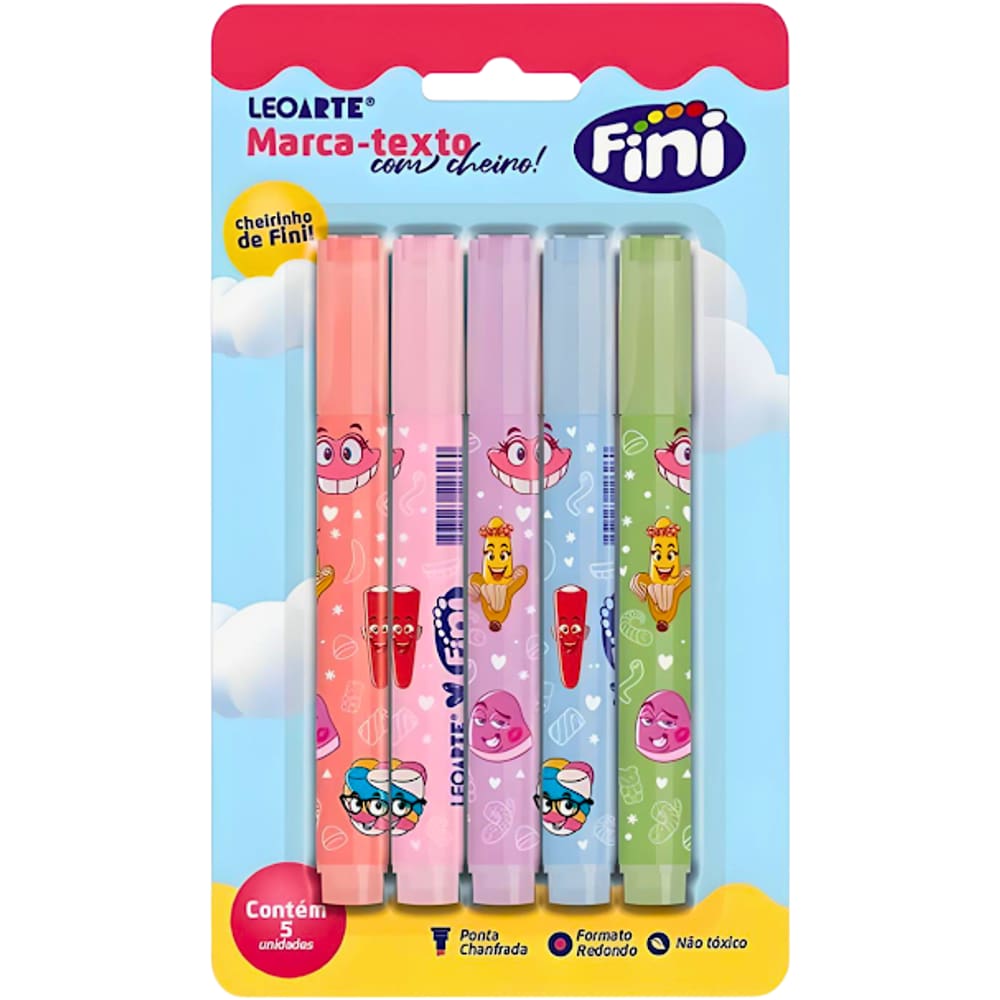 Caneta Marca Texto Fini Com Aroma 5 Cores Leonora