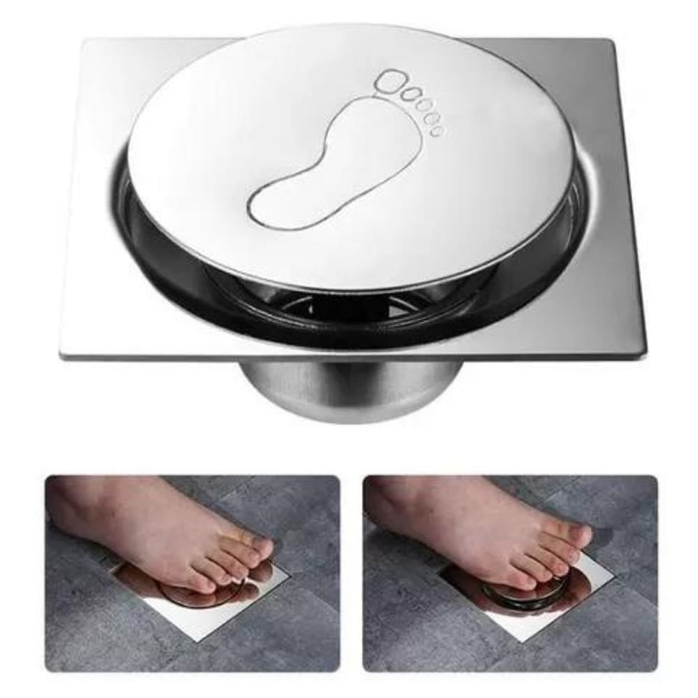 Ralo Inteligente Click para Banheiro 10x10cm Inox Dc 9001b Kazalinda