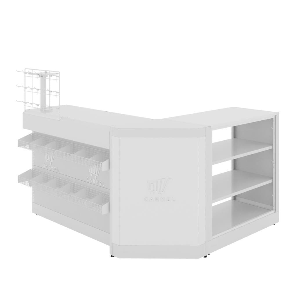 Balcão de Serviço Comercial 1 Balcão Caixa + 1 Balcão Aberto + 1 Canto Fechado 1,00m Com Cesto Branco Amapá