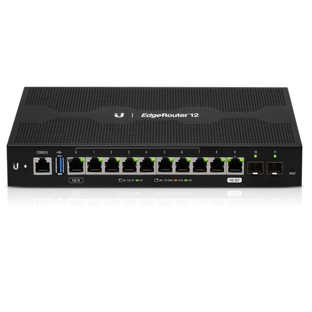 Roteador Ubiquiti EdgeRouter - 10 portas Gigabit - 2 portas SFP - 24V PoE Passivo - ER-12
