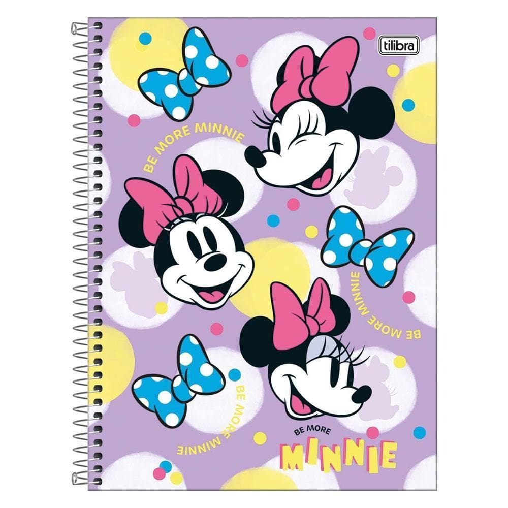 Caderno Univ 10 Matérias 160Fls Minnie Joy Lilás Poá Tilibra