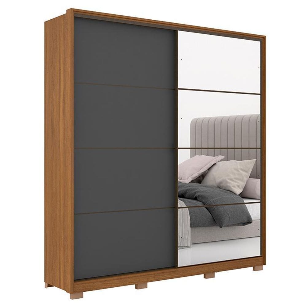 Guarda Roupa Casal Belga 2 Portas Deslizantes com 4 Espelhos e Pés - Demartêz