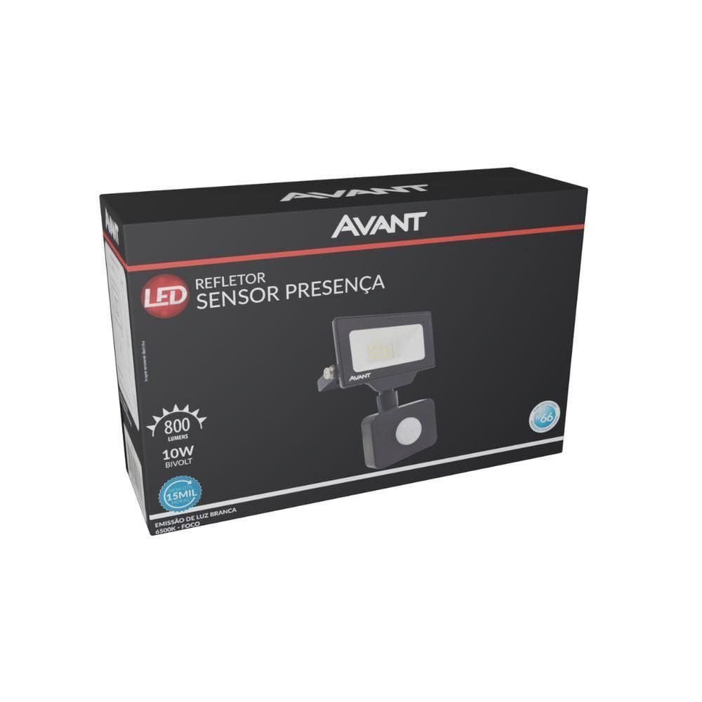 Refletor Led Com Sensor De Presença 10w Branco 6500k
