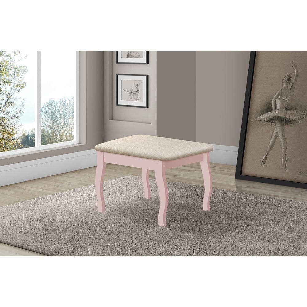 Banqueta Para Penteadeira Luxo Com Almofada Rose - Marrom