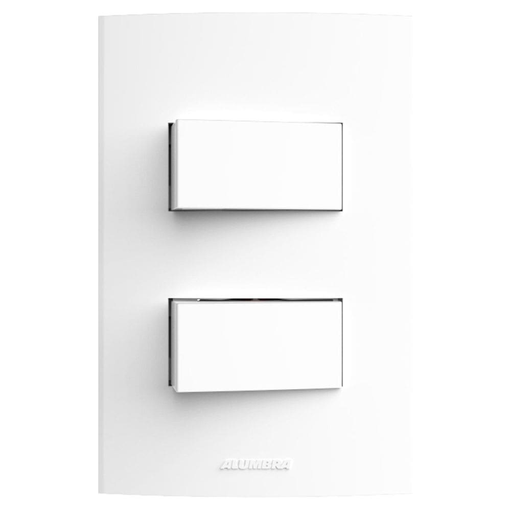 Conjunto 1 Interruptor Simples + 1 Interruptor Paralelo 10A 250V~ Placa 4x2 Inova Pro Alumbra Branco