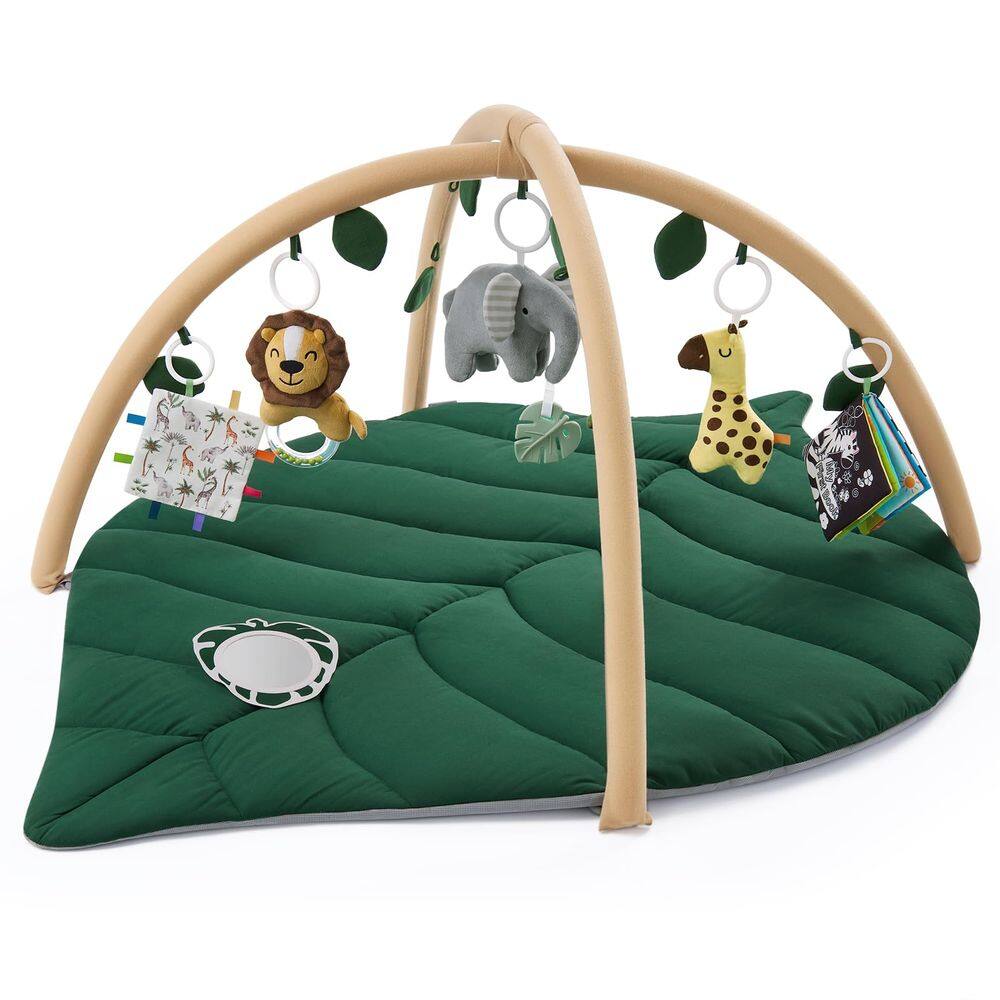Tapete de ginástica e atividades Baby Play Blissful Diary Leaf Jungle Green