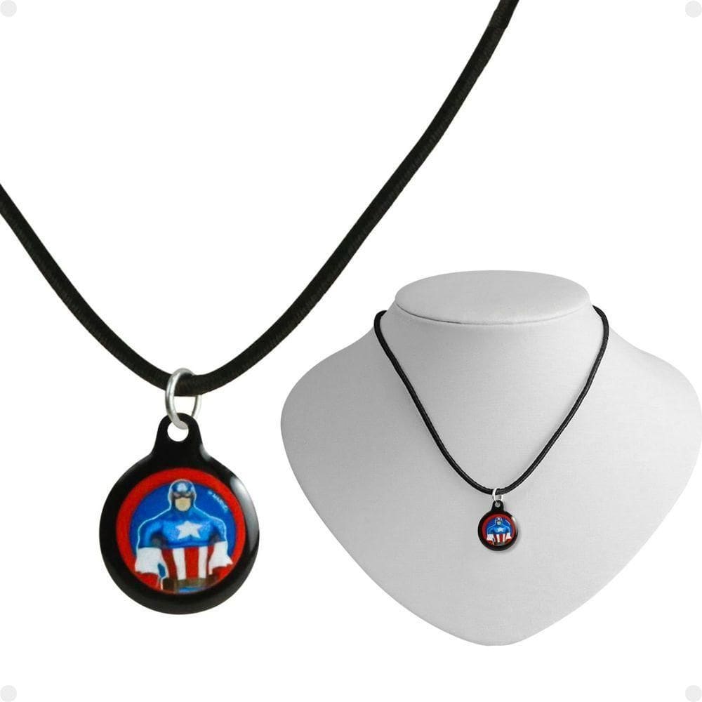 Colar Infantil Menino + Pingente Premium Capitão America