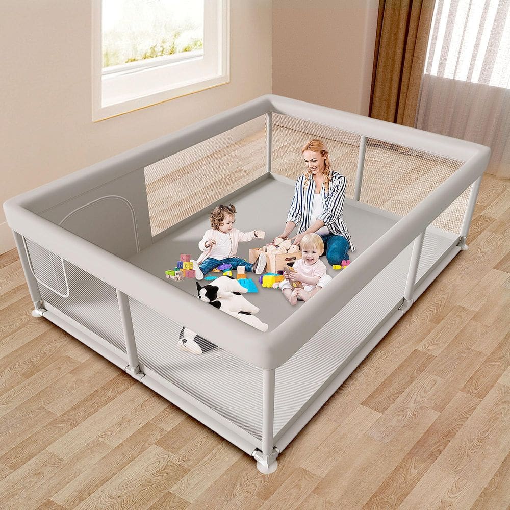 Cercadinho para bebês Hiaksedt Large 165x127 cm com portões com zíper