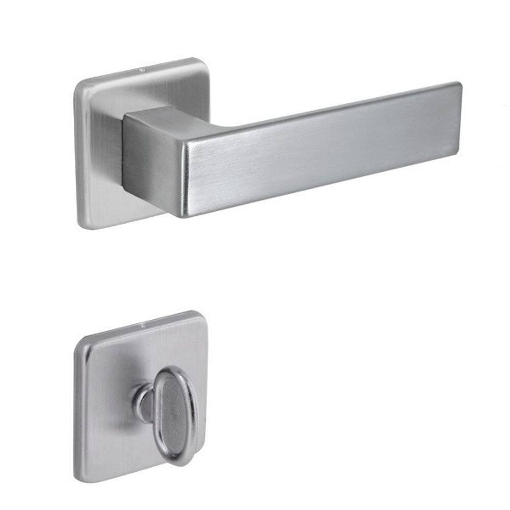 Fechadura Chess Banheiro Roseta Quadrada Escovada 40mm Arouca