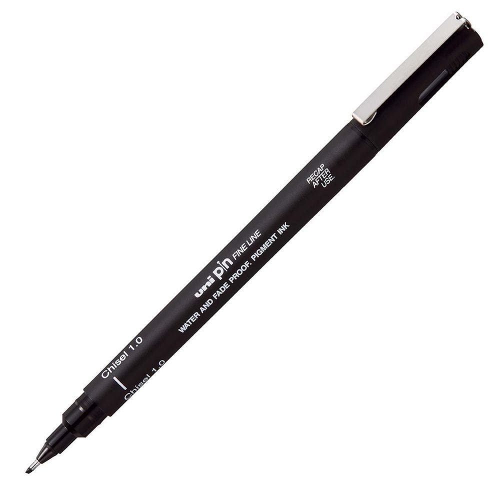 Caneta Nanquim Uni Pin 200 Uni-Ball Chisel 1.0 Preto