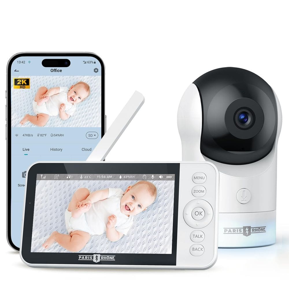Monitor de vídeo para bebês PARIS RHÔNE 2K UHD WiFi Night Vision 5"
