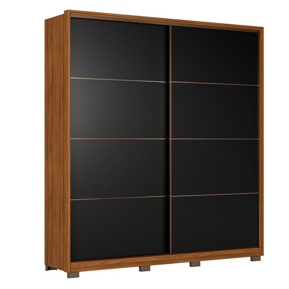 Guarda Roupa Casal Belga 2 Portas Deslizantes Nogueira-preto Prime Tx Com Pés - Demartêz Nogueira-preto Prime Tx