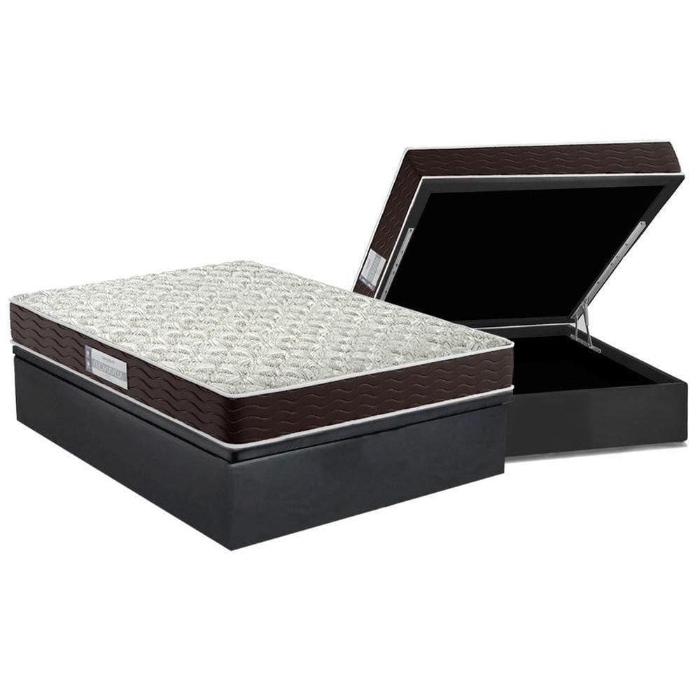 Cama Box Baú Casal: Colchão Espuma D33 Probel Prodormir Advanced + Base Crc Suede Gray(138X188)