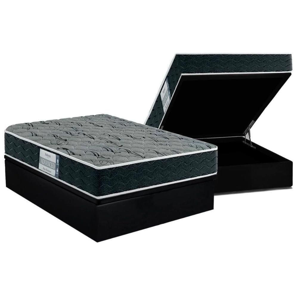 Cama Box Baú Casal: Colchão Espuma D33 Probel Mega Resistente + Base Black(138X188)