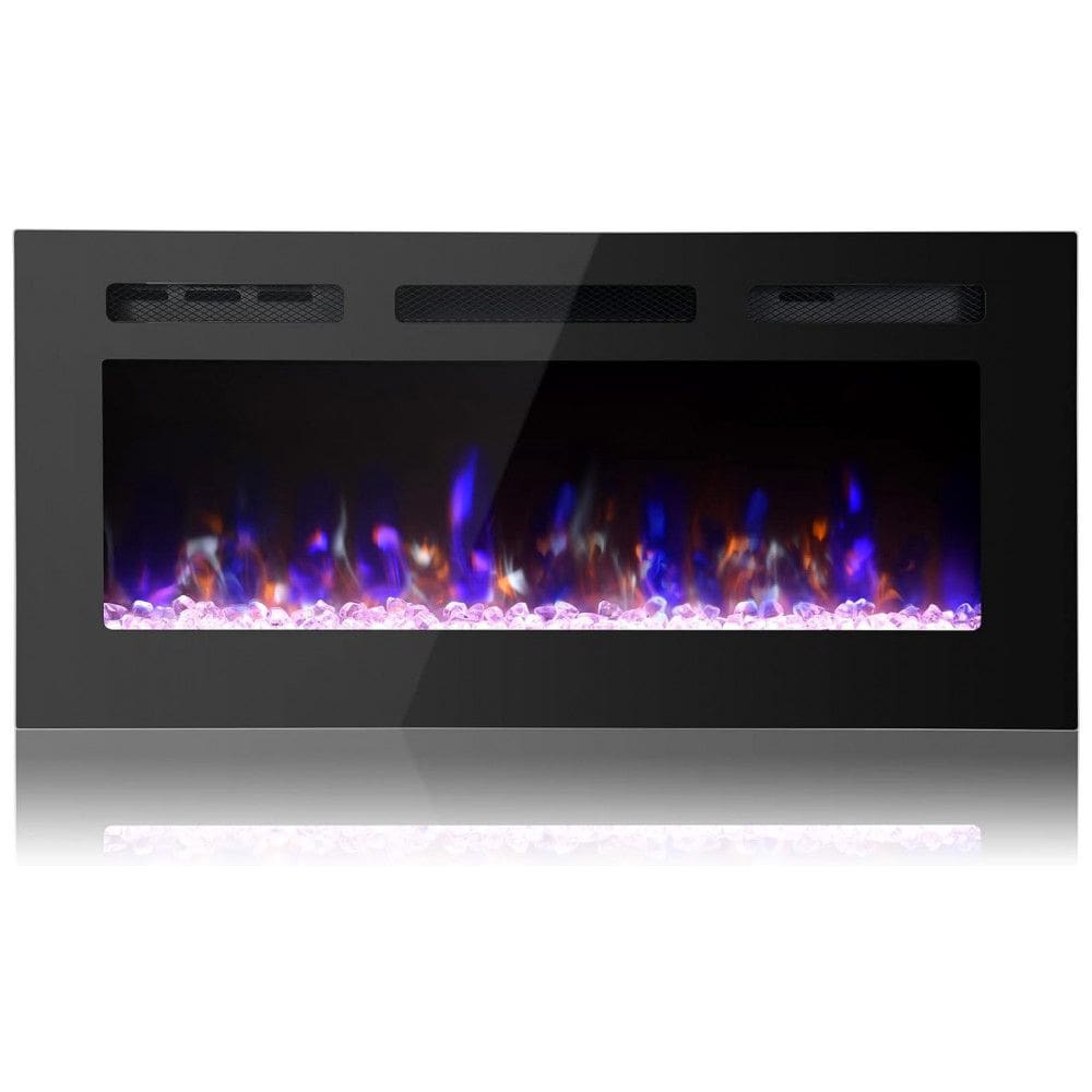 Lareira Elétrica de Embutir A54x127L com Controle Remoto e Luz de LED, 1500W, 110v, PAOLFOX Electric Fireplace, Preto