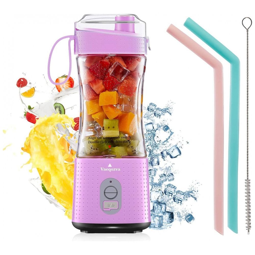 Mini Liquidificador Portátil 380mL com Carregamento USB, 250W, 110v, VAEQOZVA, Rosa