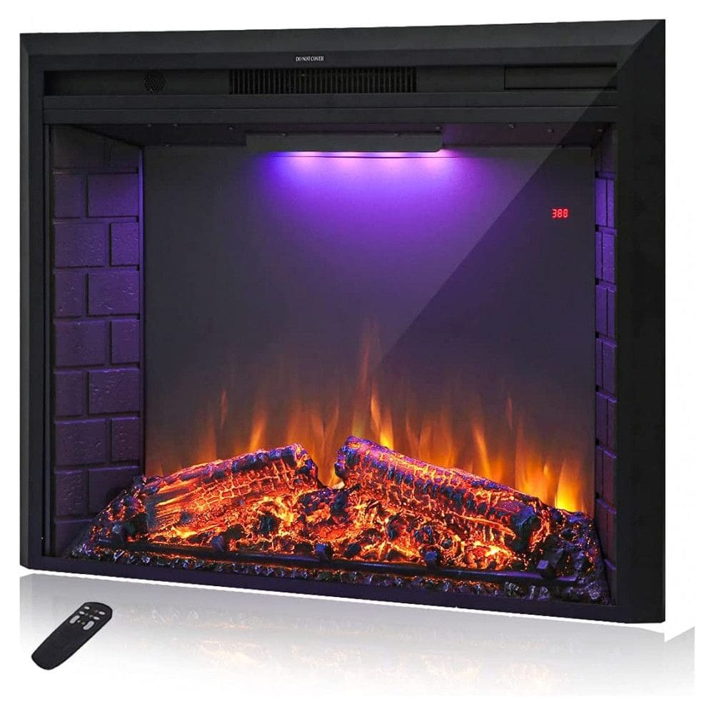 Lareira Elétrica de Embutir A53x90L com Controle Remoto e Som de Fogo, 1500W, 110v, MASARFLAME, Preto