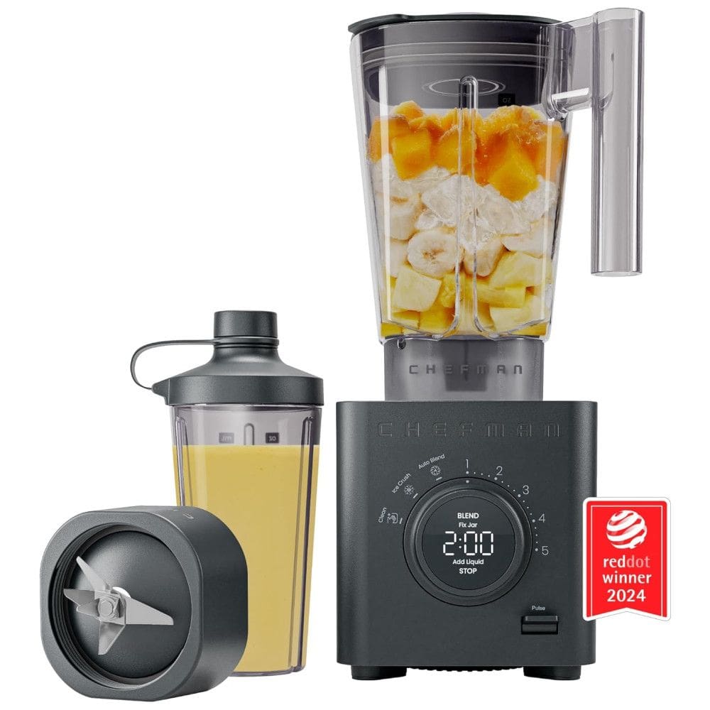 Liquidificador de Bancada com Painel de LED, 5 Velocidades, Capacidade de 1,4L e Lâmina de Aço Inoxidável, 110V 1380W, Chefman, Preto