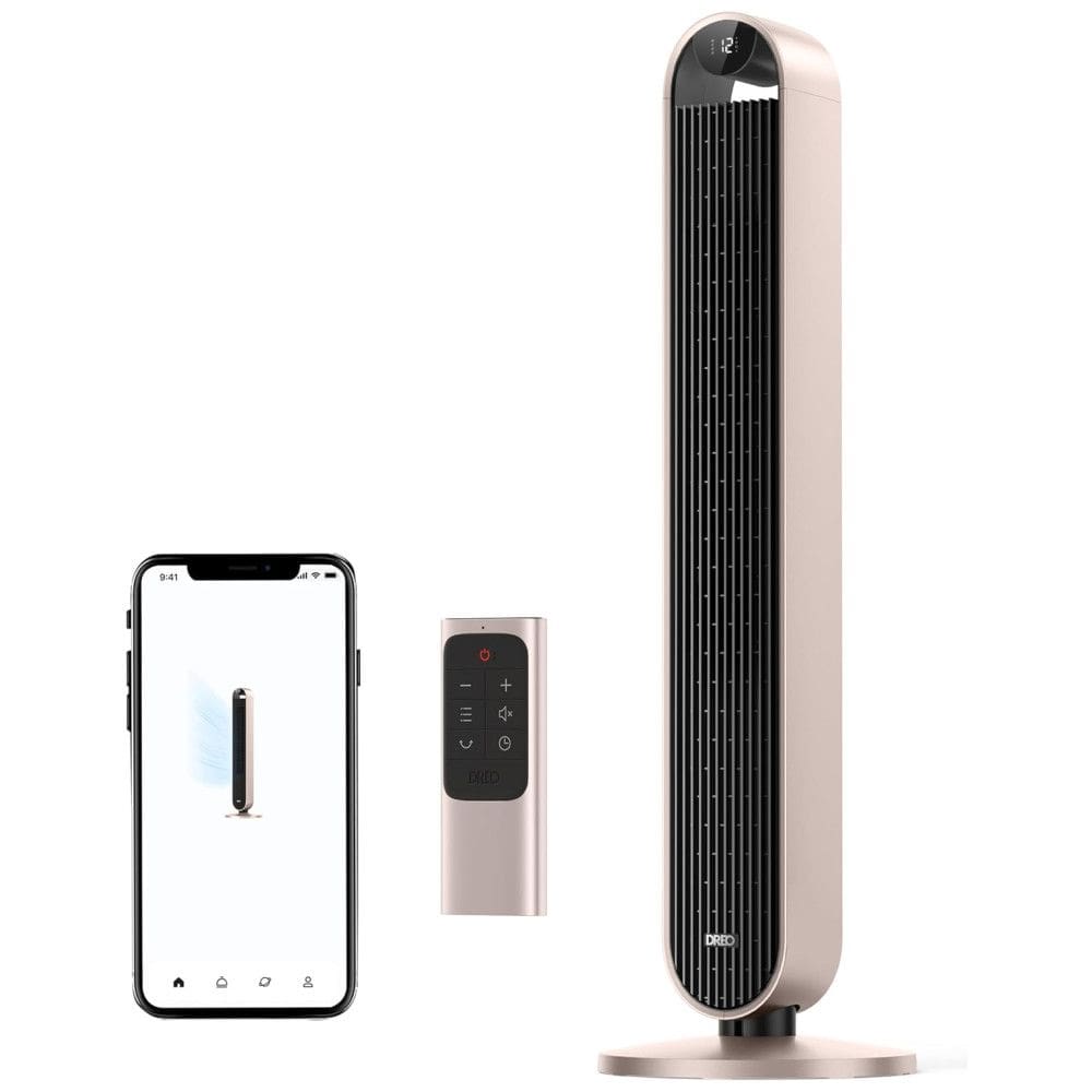 Ventilador de Torre com Oscilação de 120º, 4 Modos, 12 Velocidades e Controle Remoto, APP ou Voz, 110V 36W, Dreo, Champanhe