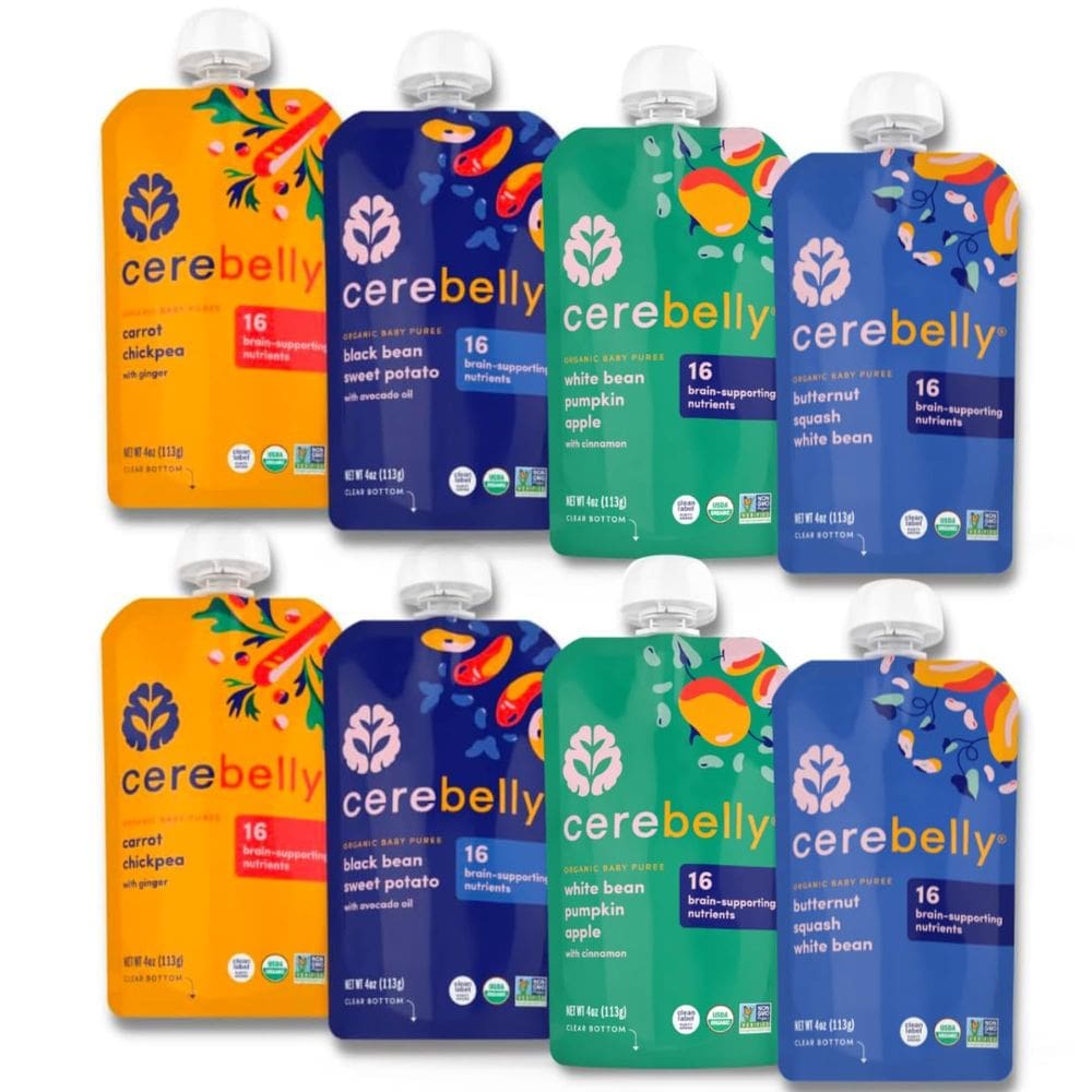 Bolsas de comida para bebês Cerebelly Organic Beans & Veggie 240 mL x8