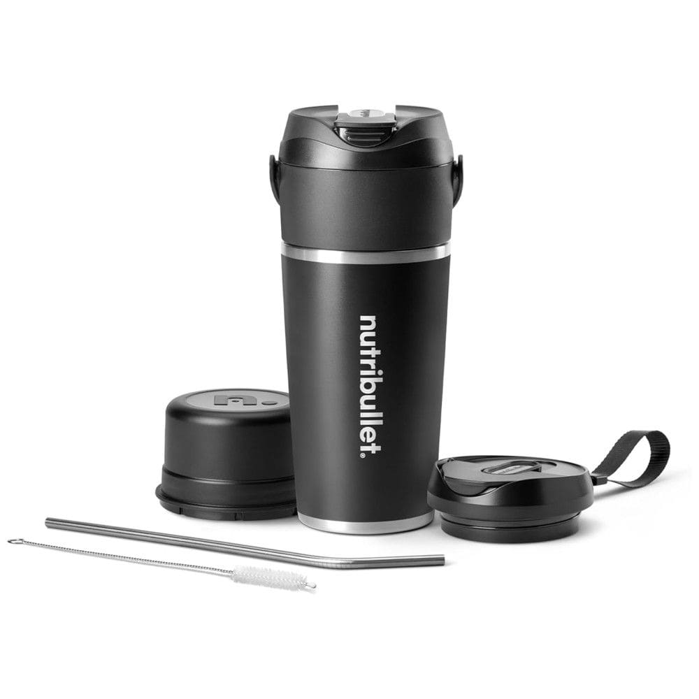 Liquidificador Portátil Ideal para Viagens com Alça de Transporte e Carregamento por USB-C, Nutribullet, Preto