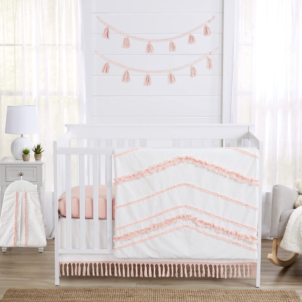 Conjunto de roupa de cama de berço Sweet Jojo Designs Boho Bohemian Girl 4 unidades