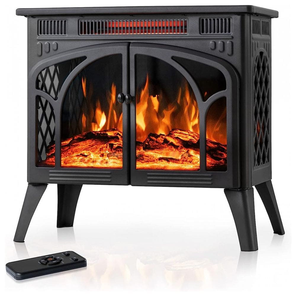Lareira Elétrica com Controle Remoto e Chamas 3D Ajustável, 1500W, 110v, Electactic, Preto