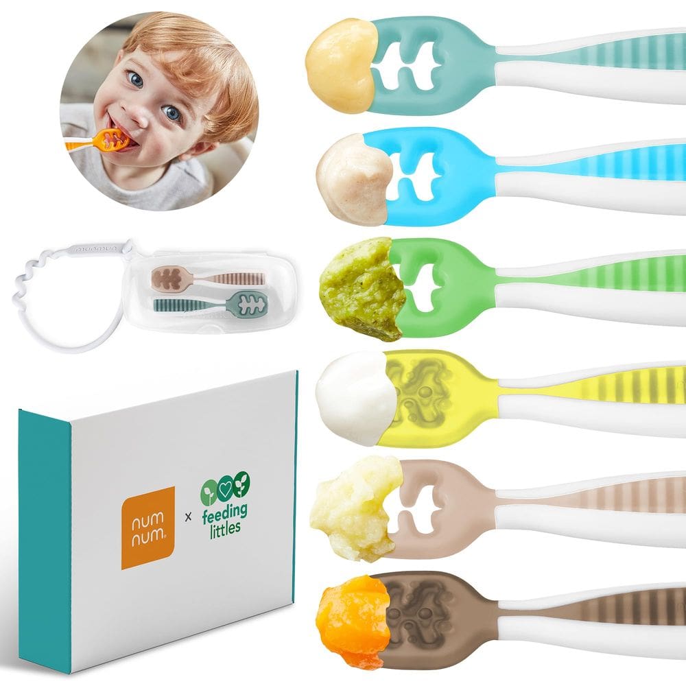 Conjunto de colheres de bebê NumNum Feeding Littles Silicone de 6 meses ou mais
