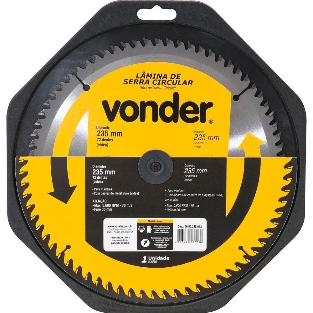 Lamina Serra Circular Vídea 250X30X3,2Mm 60 Dentes 5300 Rpm