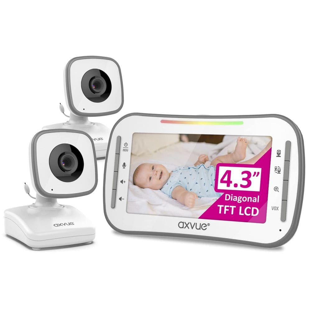 Monitor de vídeo para bebês Axvue A242 com tela de 4,3\" com 2 câmeras
