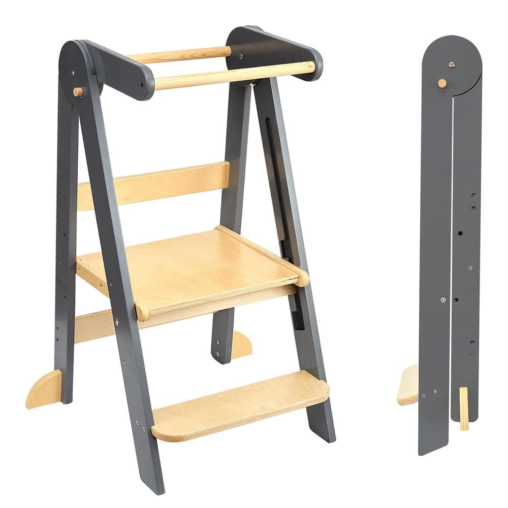 Banqueta de cozinha dobrável Toddler Tower TDKDhoming Grey