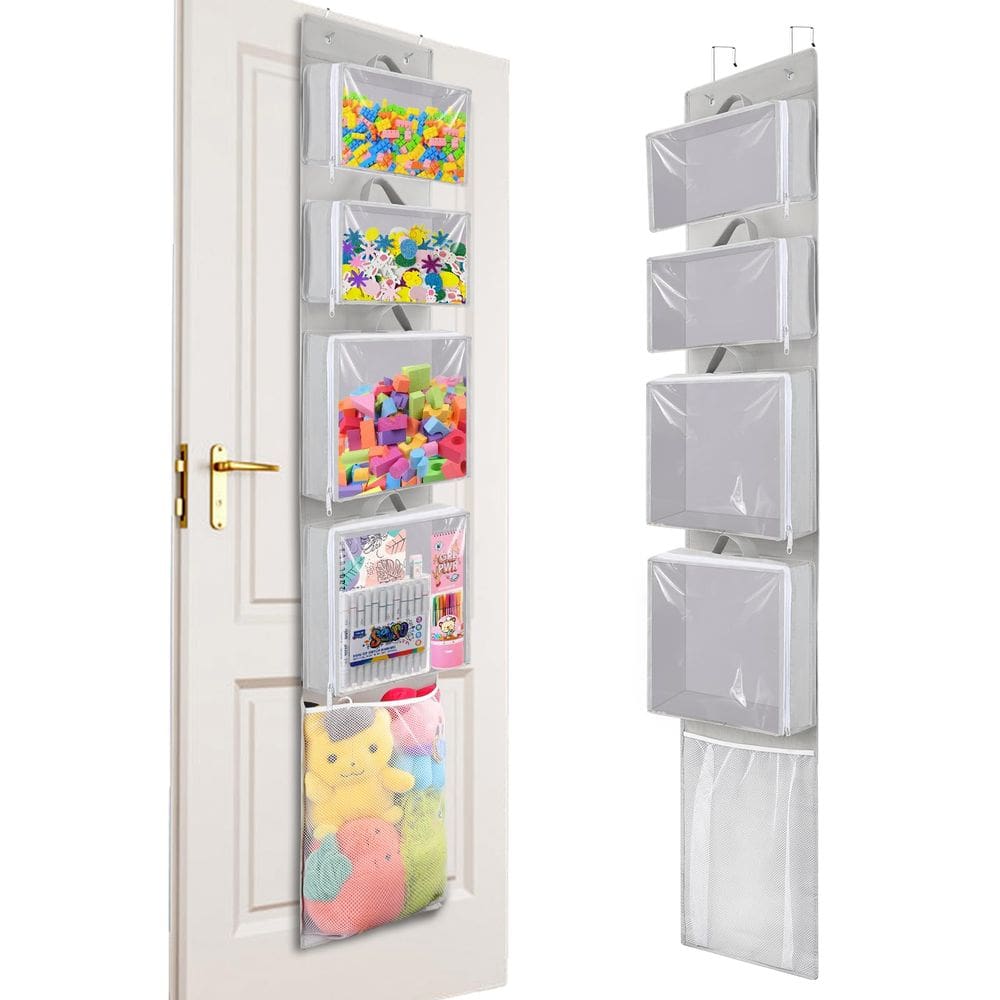 Armazenamento de brinquedos suspenso Woodoulogy com 4 estojos para crianças, meninos e meninas