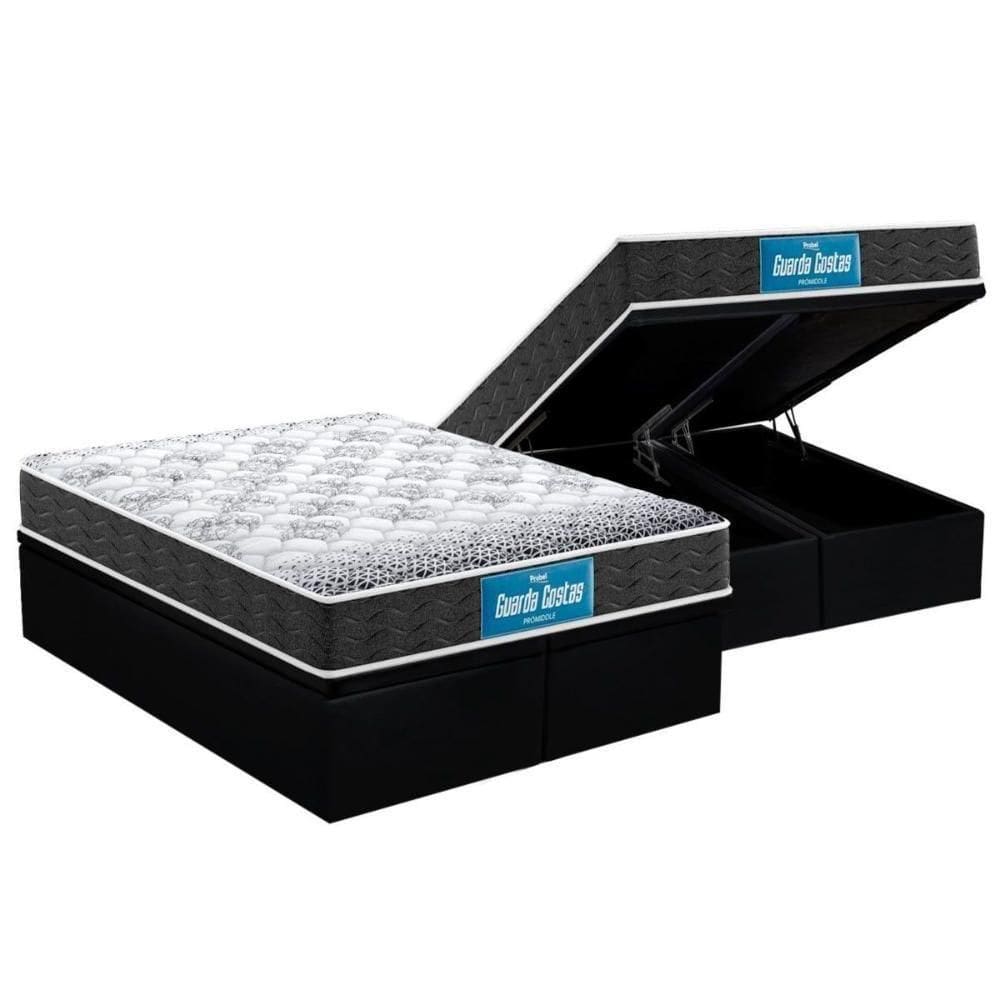Cama Box Baú Queen: Colchão Ortopédico Probel D28 / Ep Prómiddle + Base Black(158X198)