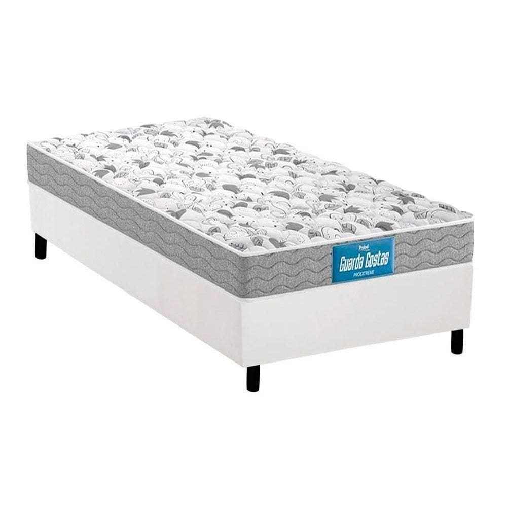 Cama Box Solteiro: Colchão Espuma Probel D45/Ep Anatômico + Base White(88X188)