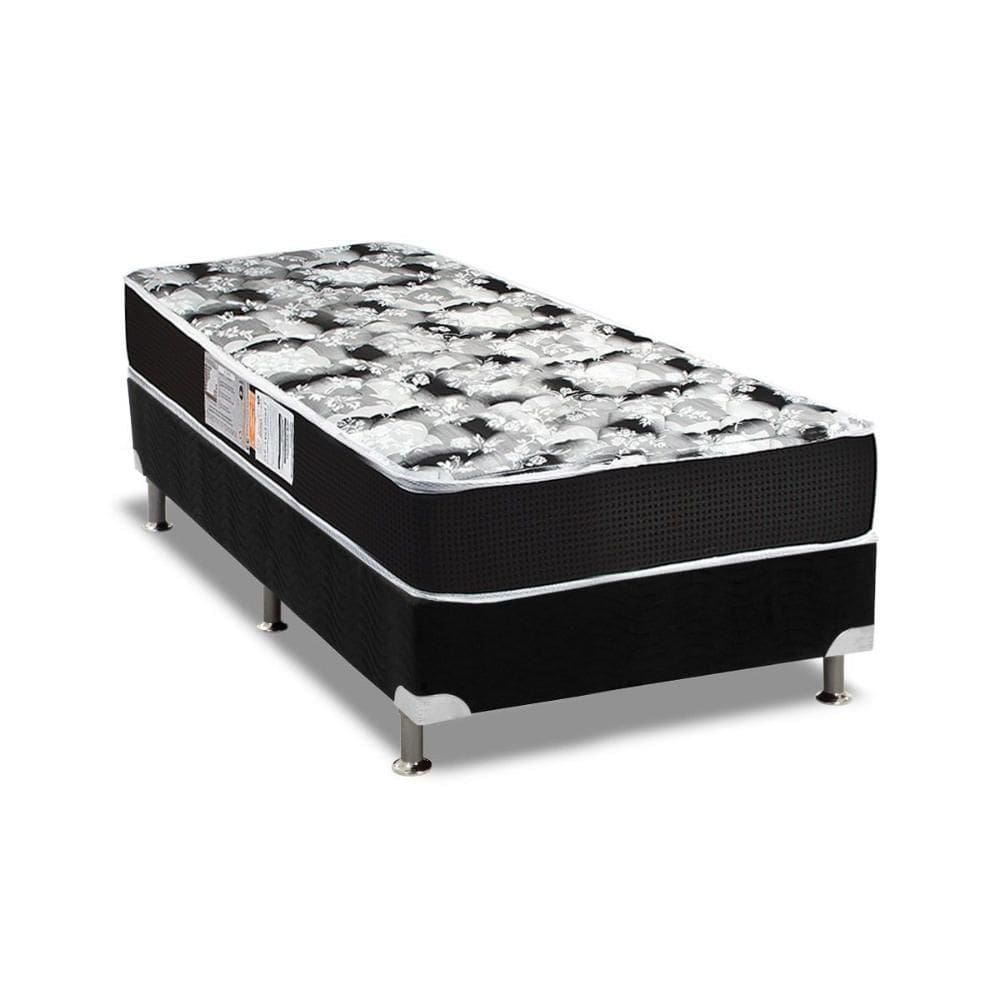 Cama Box Solteiro: Colchão Espuma D33 Luckspuma Supreme + Base Crc Suede Black(88X188)