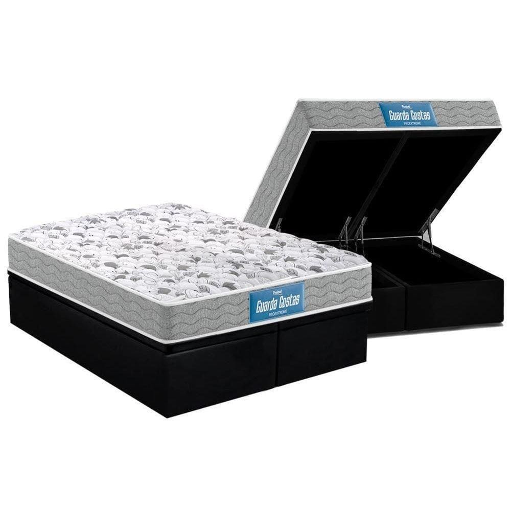 Cama Box Baú Casal: Colchão Espuma Probel D45 / Ep Plus + Base Black(138X188)