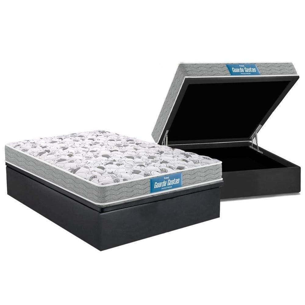 Cama Box Baú Casal: Colchão Espuma Probel D45 / Ep+ Base Gray(138X188)