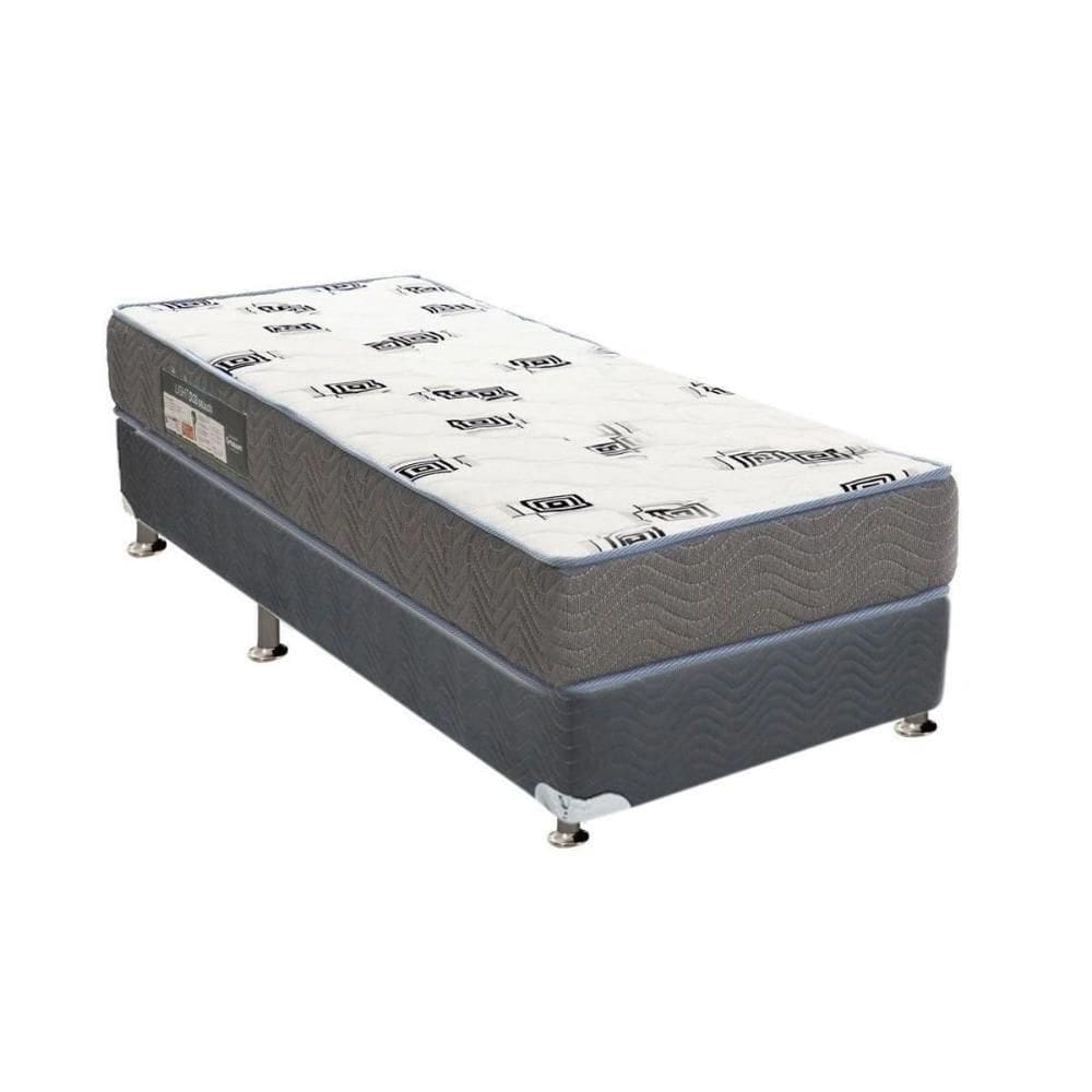 Cama Box Solteiro: Colchão Espuma D33 Ortobom Light + Base Crc Suede Gray(88X188)