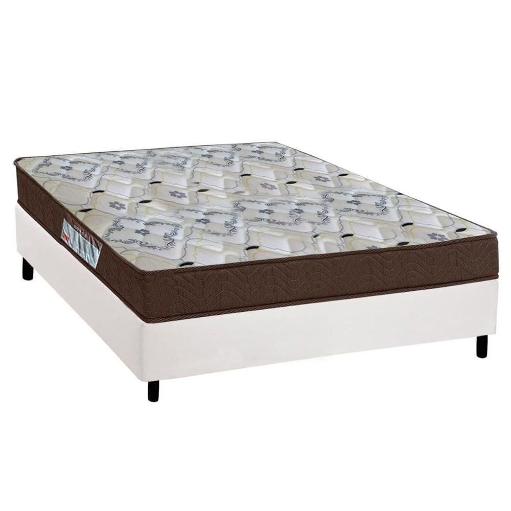 Cama Box Casal: Colchão Ortopédico Ortobom D45/Ep Fort Tech Iso 150 + Base White(138X188)