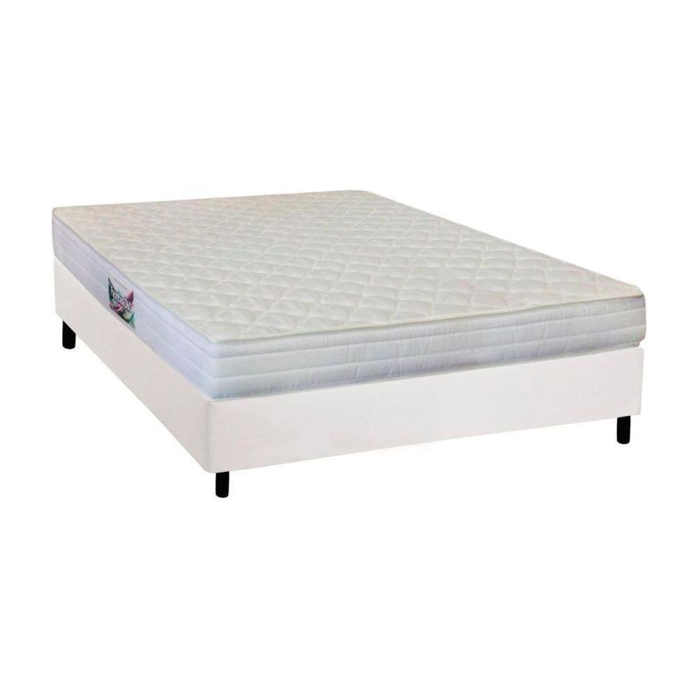 Cama Box Casal: Colchão Ortopédico Herval Ag65 Frontier + Base Crc Courano White(138X188)