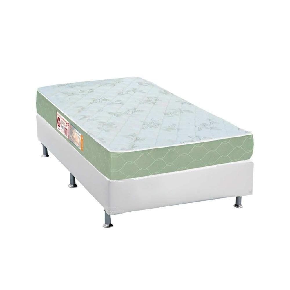 Cama Box Solteiro: Colchão Espuma Castor D33 Sleep Max + Base Crc Courano White(88X188)