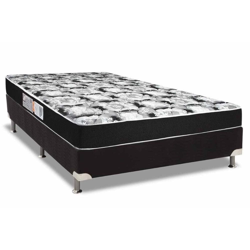Cama Box Casal: Colchão Espuma D33 Luckspuma Supreme Black Pró Saúde Duplo + Base Black(138X188)