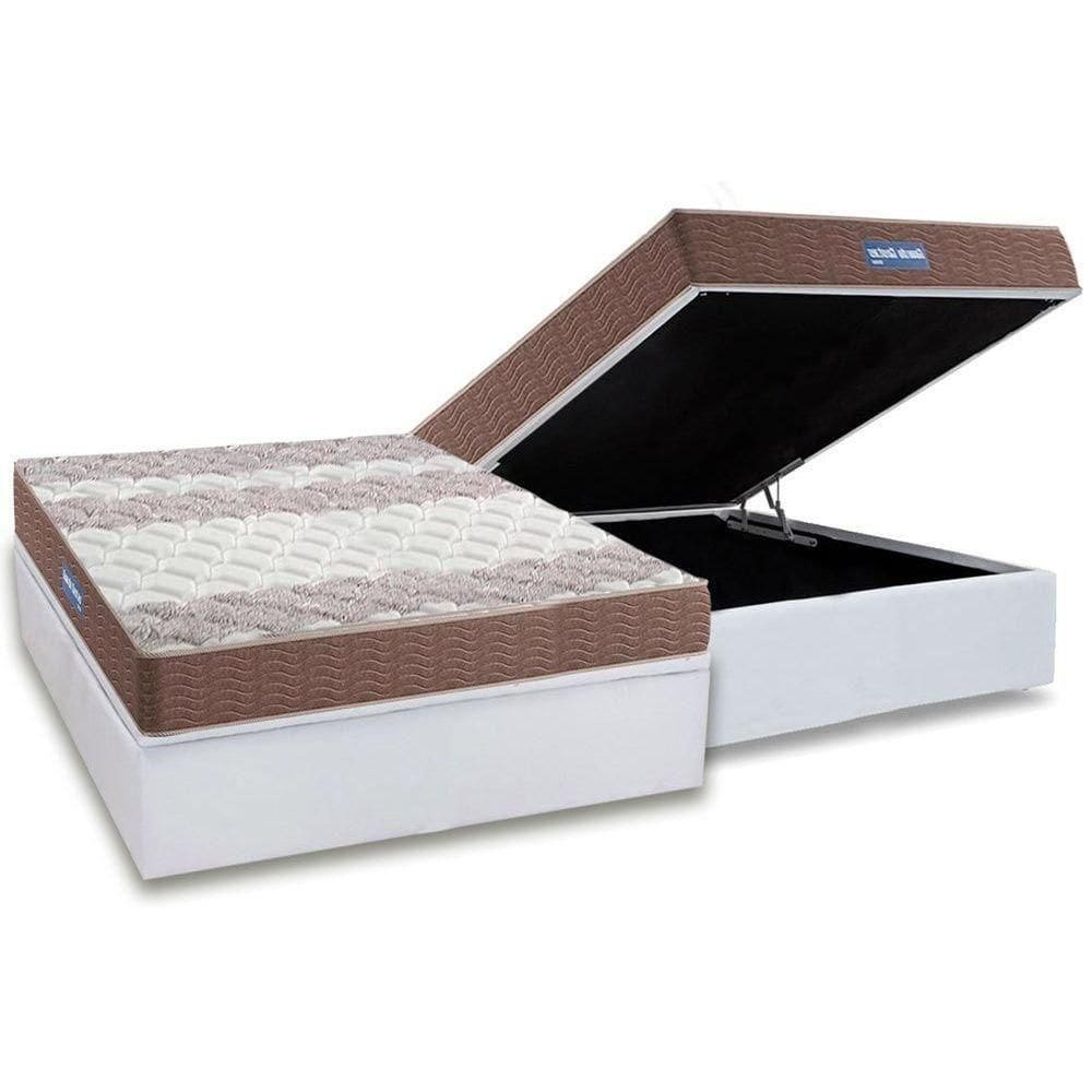 Cama Box Baú Casal: Colchão Espuma Probel D33 / Ep Double Face + Base White(138X188)
